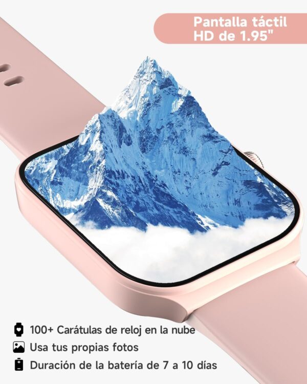 TOOBUR Reloj Inteligente Mujer, Smartwatch Alexa Incorporada 1.95" Pantalla IP68 Sumergible con Llamada, Seguimiento del Frecuencia Cardíaca/Sueño/100 Deportes para Android iOS Rosa - Image 4