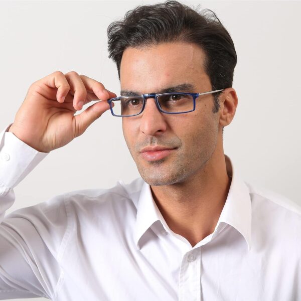MMOWW Gafas de Lectura Plegables Bolsillo Portátil, Lector de Bloqueo de Luz Azul, Bisagra de Resorte Con Patillas Telescópicas y Caja Elástica Ultraligera de Moda (Azul, +1.5) - Image 5