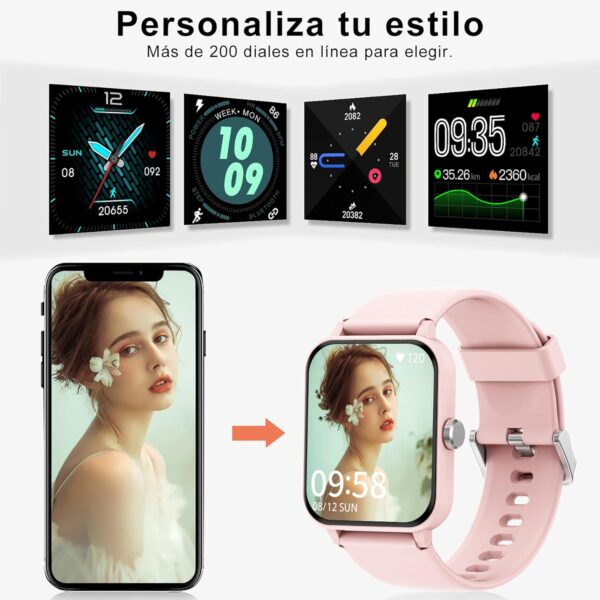 Blackview Smartwatch, Reloj Inteligente Mujer - Oxímetro de Pulso (SpO2) Sueño | Esfera de Reloj de DIY | Caloría Podómetro | 1,83" Pulsera Actividad para Android iOS (Versión Mejorada) - Image 7