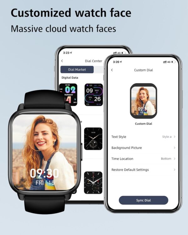 RUIMEN Smartwatch con Llamadas,Reloj Inteligente Haga Reciba Llamada y Asistente Voz, Smartwatch Mujer Hombre con Podómetro Oxígeno Sanguine Impermeable IP68 100+ Deportes Modos Pulsera de Actividad - Image 4