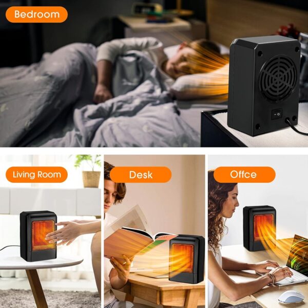 Unipampa Mini Calefactor, Termoventilador Portátil Silencioso, 500W Calefactor Eléctrico Cerámico, Pequeños Calentadores, Protección Sobrecalentamiento, Bajo Consumo, Para Habitaciones y Oficinas - Image 6