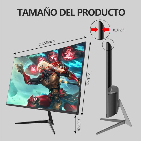 Gawfolk 24 Pulgadas Curvo 180hz Monitor de Juegos de computadora, FHD 1080p 1ms, Freesync, 100% sRGB, Gran Angular de 178 °, HDMI DisplayPart, VESA75 * 75MM Compatible con Soporte de Pared - Negro - Image 6