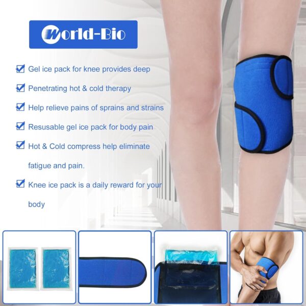 Paquete de Frío de Gel de Hielo para Rodilla Reutilizable con Cintas – Bolsa Gel Hielo Frío y Calor para Cirugía de Reemplazo, Hinchazón, Alivio del Dolor Articular, Artritis y Más - 8"x 5,5" - Image 4
