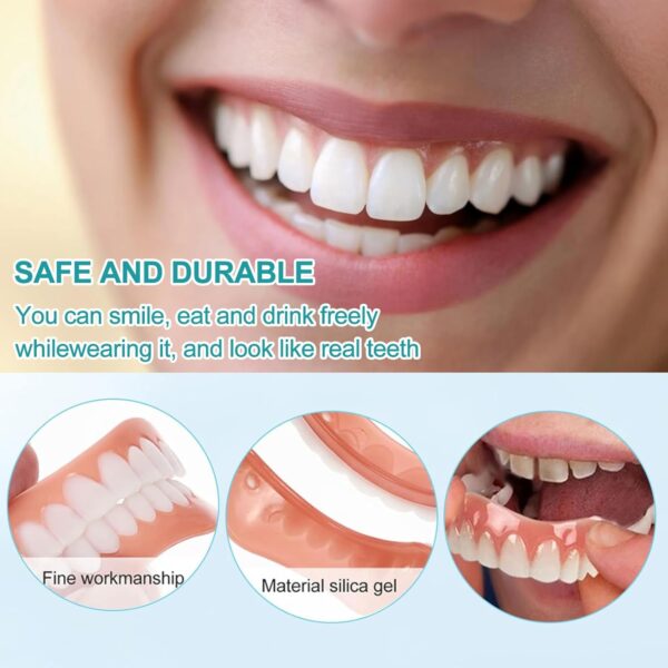 Dientes de Carillas Cosméticas, Dentaduras Postizas Instantáneas, Dentaduras Temporales, Postizos de Superior E Inferior Dientes, Sonrisa Dientes Prótesis Chapa,Mandíbula Superior y Mandíbula Inferior - Image 4