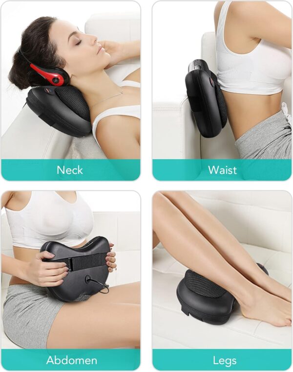 Masajeador Cervical y Cuello Shiatsu Almohada Masaje con Función de Calor e Rotación 3D Masaje de Calor para Relajación de Fatiga en Casa, Oficina - Image 7