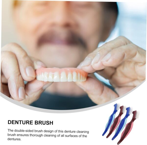 Healeved 4 Uds Cepillo De Para Dentaduras Postizas De Ancianos Cabezal Doble Cepillo Para Dentaduras Postizas Cepillo De Pequeño Cepillo De Para Dentaduras - Image 6
