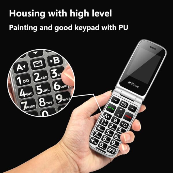 artfone Teléfono Móvil para Personas Mayores Teclas Grandes con Tapa Pantalla de 2,4 Pulgadas Tecla de Emergencia Botón SOS Fácil de Usar para Ancianos Flip F20 Negro - Image 4