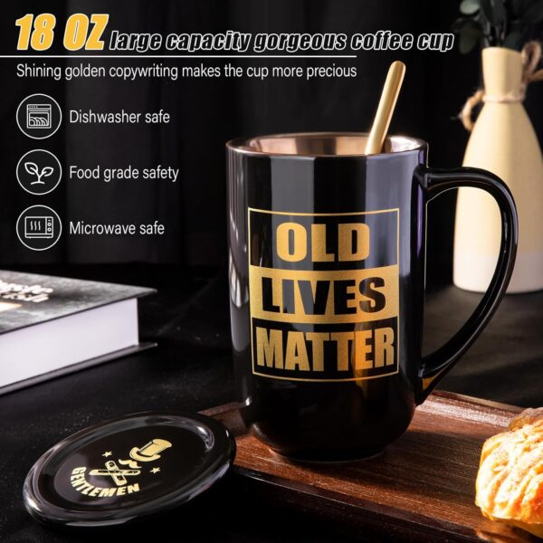 Divertidos regalos de cumpleaños, jubilación, Navidad para personas mayores, taza de café impresa con oro, taza de café esmaltada de metal para personas mayores, papá, abuelo, taza grande de cerámica - Image 2
