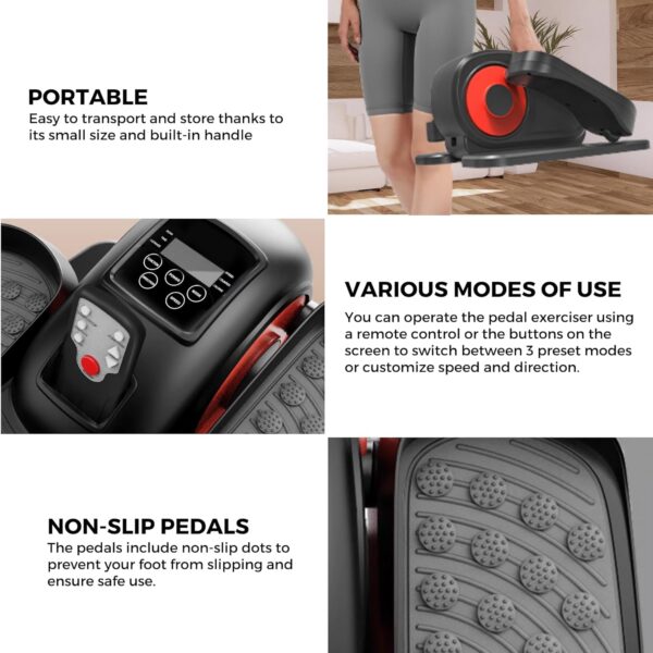Pedaleador Eléctrico. Ejercitador de Pedales. Entrenador Elíptico para Mayores y Adultos. Mini Elíptica Antideslizante, Bidireccional con 5 Velocidades. Stepper Elíptico Portátil para Casa, Oficina. - Image 5