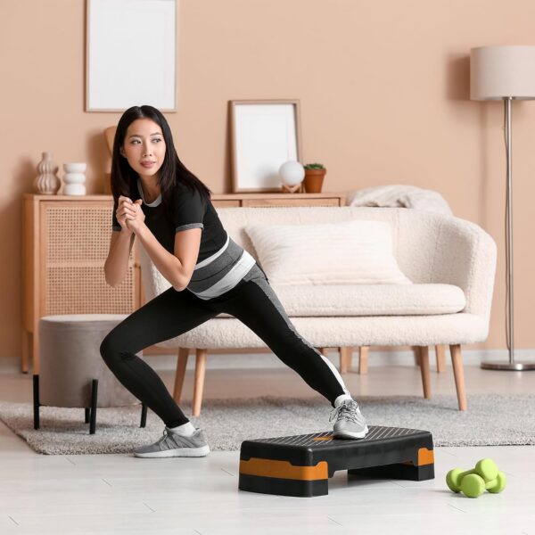 KAYMAN Pasos de ejercicio: paso a paso de fitness para el hogar y el gimnasio, adecuado para aeróbicos, cardio, pesas, yoga, entrenamiento de DVD, alturas de nivel ajustables de 2 pasos (10,15 cm) - - Image 6