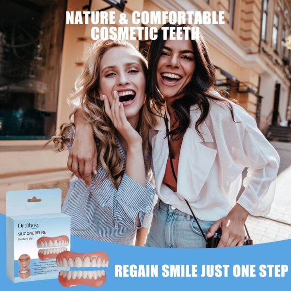 Juego de 2 Piezas Dentadura De Silicona Dentaduras Postizas Ajustables Dientes Postizos Temporales Carillas Dentales Natural en Forma y Cómodo Para Hombres y Mujeres - Image 7