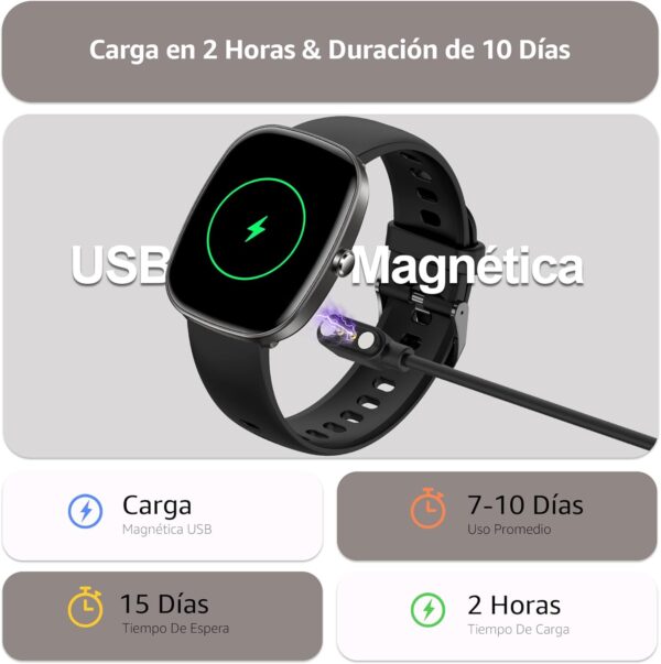 Reloj Inteligente Hombre Mujer,1.83" Smartwatch con Llamada Bluetooth ,100+ Modos Deportivos, Pulsómetro/Monitor de Sueño/SpO2/Podómetro,IP68 Impermeable Pulsera Actividad Compatible con Android iOS - Image 7