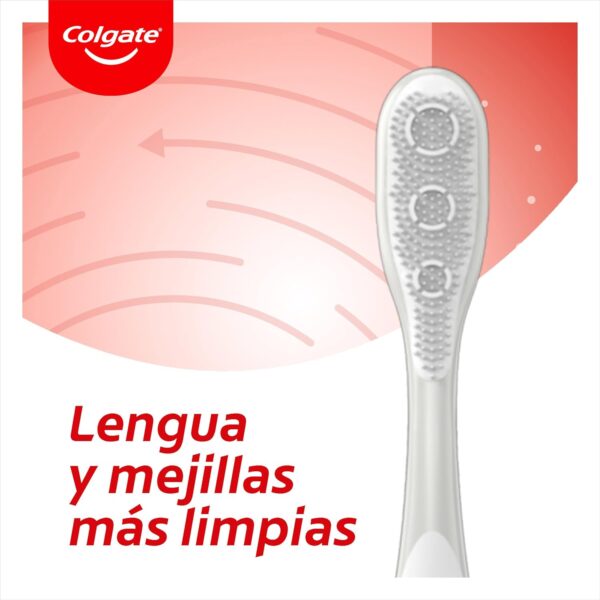 Colgate Max White 360 Cepillo de Dientes Dureza Media, 1 Ud, Blanquea los Dientes, Elimina Manchas, Limpia Zonas de Difícil Acceso, Limpiador de Lengua y Mejillas, Elimina el Mal Aliento - Image 8