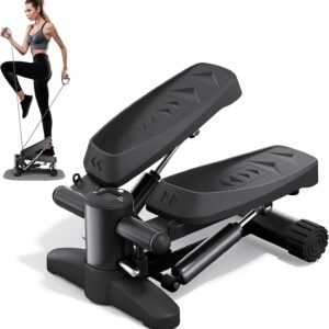 Mytrix Black Stair Stepper – Mini stepper portátil con bandas de resisten...