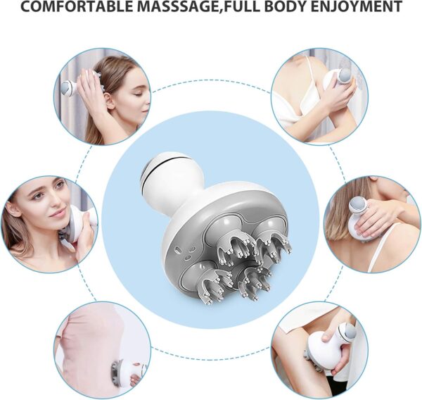 COMFIER Masajeador Inalámbrico para el Cuero Cabelludo:Rascador Eléctrico de Masaje de Cabeza con 84 Nodos de Amasamiento, para Crecimiento del Cabello y Relajación del Estrés (Blanco) - Image 6