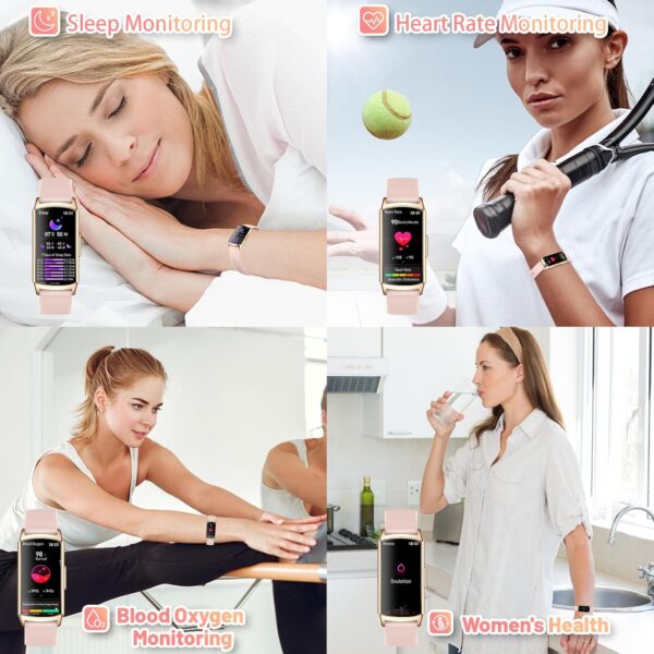 Reloj Inteligente Mujer con llamadas Bluetooth 1.58“ HD Pequeño Smartwatch Deportivo con 120+ Modos, Podómetro Impermeable Pulsómetro SpO2 Monitor Sueño, Pulsera Actividad para iOS Android Rosa - Image 6