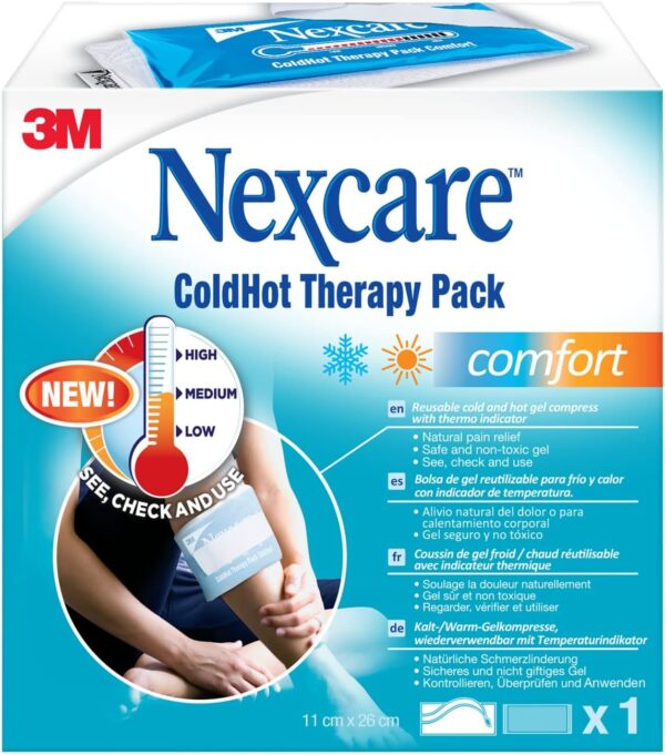 Nexcare ColdHot Therapy Pack Comfort, Caja de 1 Unidad (11cm x 26cm) Ayuda a Disminuir la Hinchazón, la Inflamación y el Dolor, Bolsa Reutilizable con Gel no Tóxico