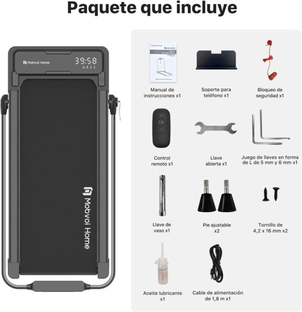 Mobvoi Home Treadmill Plus 3 en 1 Cinta de Correr Plegable para Debajo del Escritorio con Almohadilla para Caminar de 2,5 HP, compacta, para Oficina en casa, Control Remoto, 120 kg, 12 km/h - Image 9