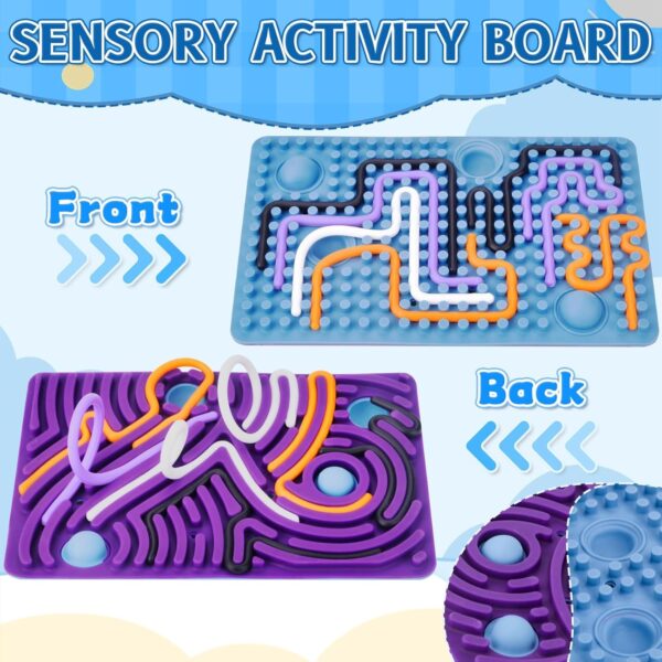 Vibbang Sensory Activity Board, Juguete Antiestrés De Silicona, Juguetes Sensoriales Táctiles, Diseño De Doble Cara, para Calmar El Estrés, La Ansiedad, El Tdah y El Autismo (A) - Image 2