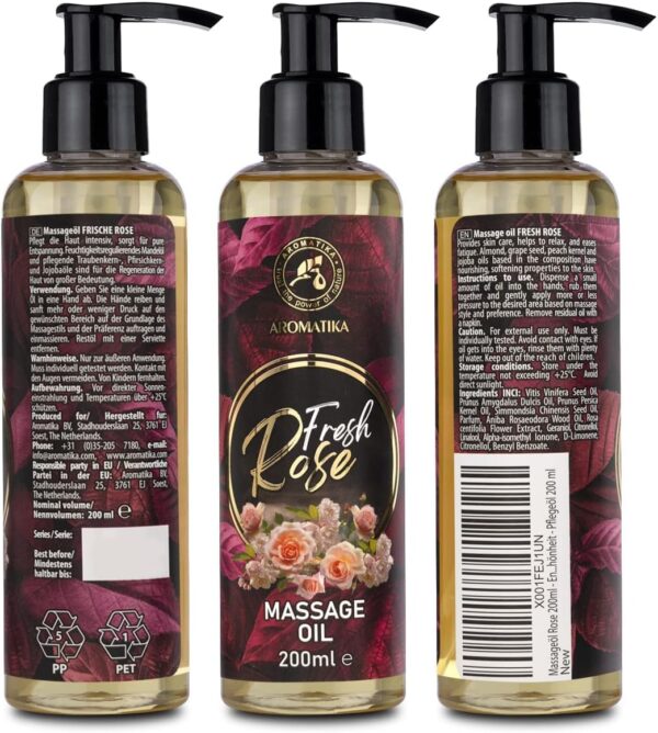 Aceite de Masaje Rosa 200ml - Aceite Corporal Relajante con Palo de Rosa - Semilla de Uva - Jojoba - Almendra - Aceites de Melocotón y Extracto de Rosa - Aceite de Masajes para Parejas - Image 7
