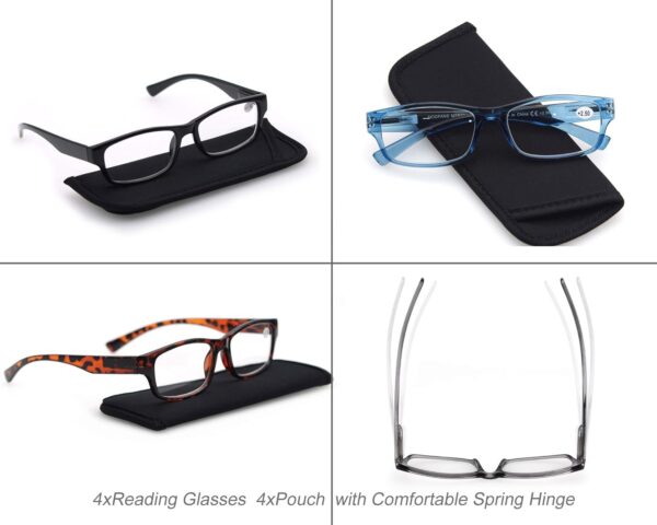 Un Pack de 3 Gafas de Lectura/Gafas para Presbicia Hombre Mujer,Buena Vision Ligeras Comodas,Vista de Cerca/Vista Cansada,Colores Negro-Gris-Azul - Image 5