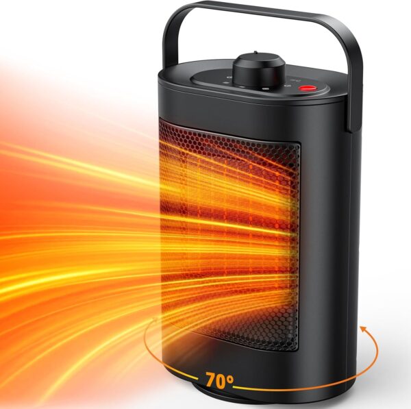 YAZEKY Calefactor Electrico,1500W Mini PTC Calentador de Ventilador de Cerámica Eléctrico,Ahorro de energía, Silencioso,3 Modos,Múltiples Protecciones-Adecuado para Oficina,Sala de Estar,Dormitorio
