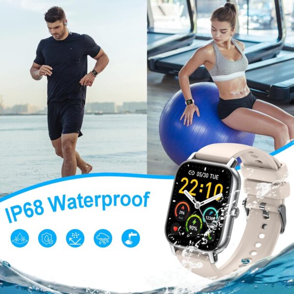 Reloj Inteligente Hombre Mujer, 1.85" Smartwatch con Llamadas Bluetooth, Smart Watch Pulsómetro/Monitor de Sueño/Podómetro, 110+ Modos Deportivos Impermeable IP68 Pulsera Actividad, Starlight Blanco - Image 7