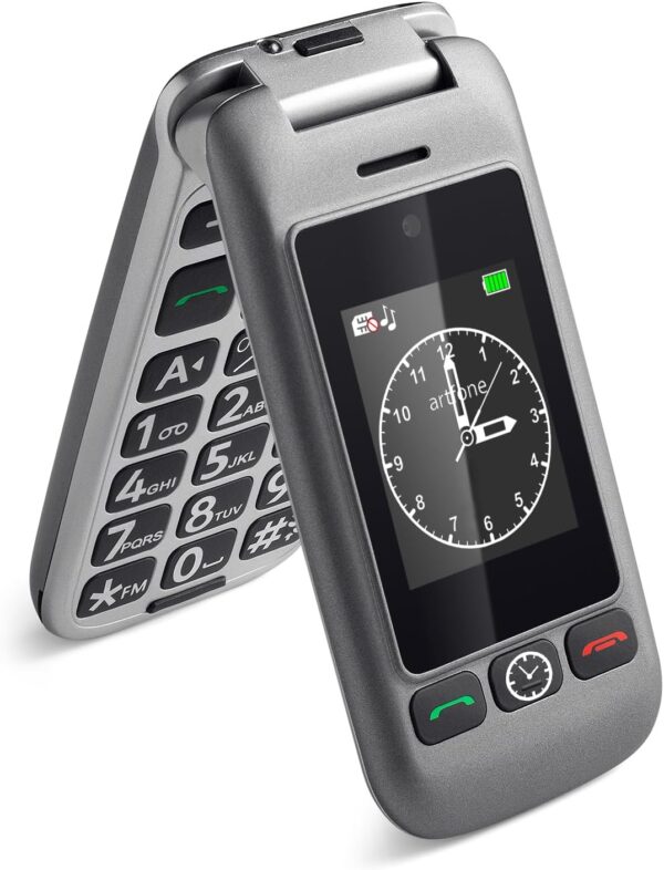 artfone 4G Volte Teléfono Móvil para Personas Mayores Teclas Grandes con Tapa, Doble Pantalla de 2,4 Pulgadas Tecla de Emergencia Botón SOS Cámara Fácil de Usar para Ancianos Flip Base Cargadora G6