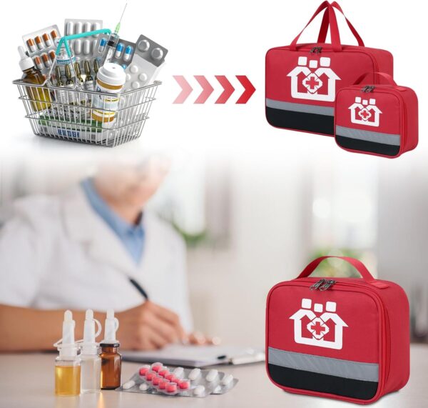 Bolsa de medicamentos, 2 piezas bolsa de medicamentos, bolsa de primeros auxilios impermeable, bolsa de emergencia médica de gran capacidad, bolsa de almacenamiento vacía para la escuela, viajes, - Image 3