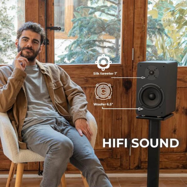 VULKKANO A6 ARC Altavoces Autoamplificados con Woofer de 6.5", Bluetooth 5.0, HDMI ARC, Optica, RCA, USB, con Salida Subwoofer, Monitores de Estudio HiFi con Diseño Elegante, Color Negro - Image 4
