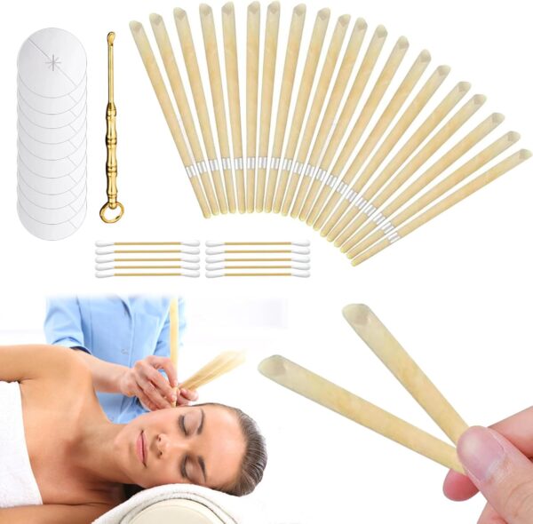 KAYEF Kit de 20 velas para eliminar la cera de los oídos, velas para limpiar los oídos, velas para limpiar los oídos, velas para limpiar los oídos, velas para limpiar los oídos con cera de abejas