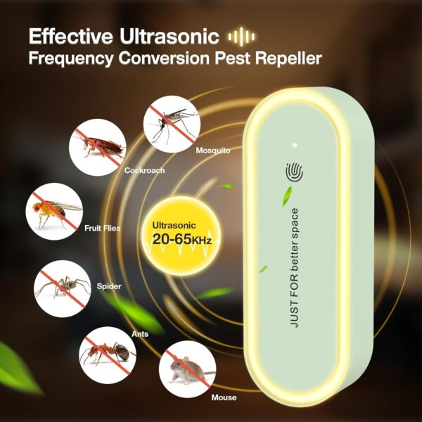 Repelente Ultrasónico de Plagas, Electrónico Repelente Mosquitos Control de Plagas, Repelente Ultrasónico Anti Mosquitos para Interiores, Insectos, Moscas, Cucarachas, Arañas, Roedores, 2 Paquetes - Image 2