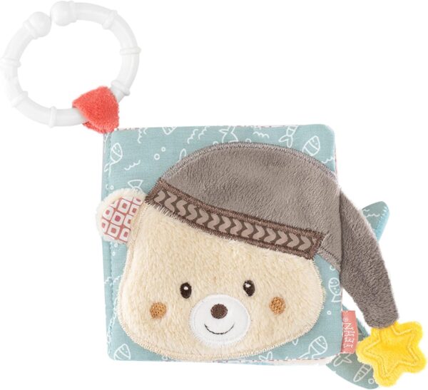 Fehn Libro blandito Bruno - libro táctil de tela con motivos de animales - libro juguete de tela para colgar en cochecitos y sillas de coche - libro crepitante para bebés y niños mayores de 0 meses