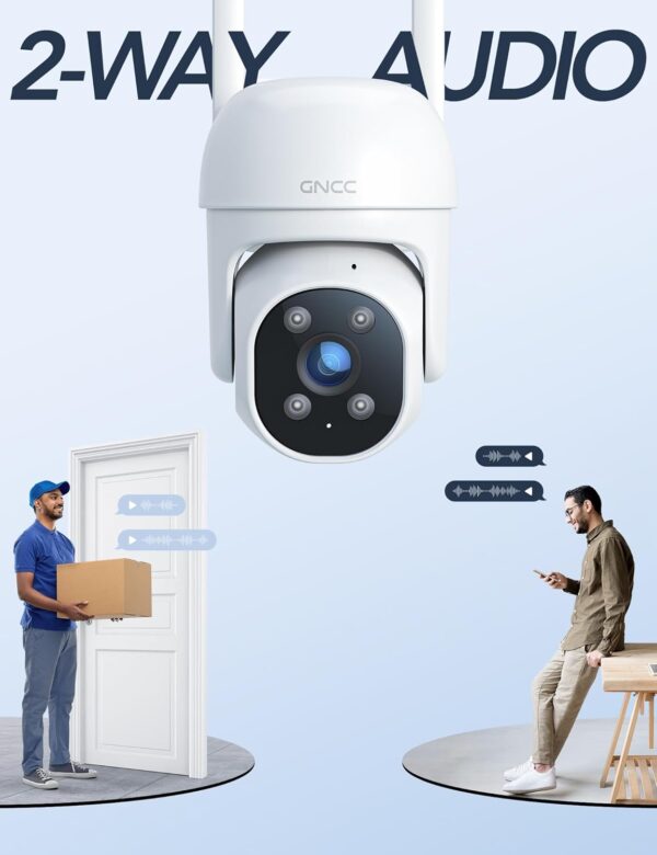GNCC Camara Vigilancia WiFi Exterior, 360° PTZ, Camaras Vigilancia Domicilio WiFi, Visión Nocturna Color, Alarma de Luz, Detección Movimiento, Grabación 24/7, Audio Bidireccional, 2.4G, GK2 - Image 3