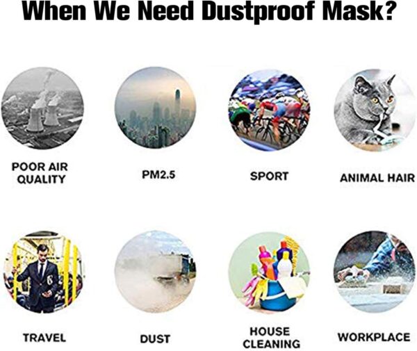 Powzdi Mascarillas Reutilizables Sport Masks Mascarilla Máscara para Bicicleta con Filtros Activos para Deporte para Correr y Ejercicios Negro con 5 Filtros y Filtros para Deportes - Image 6