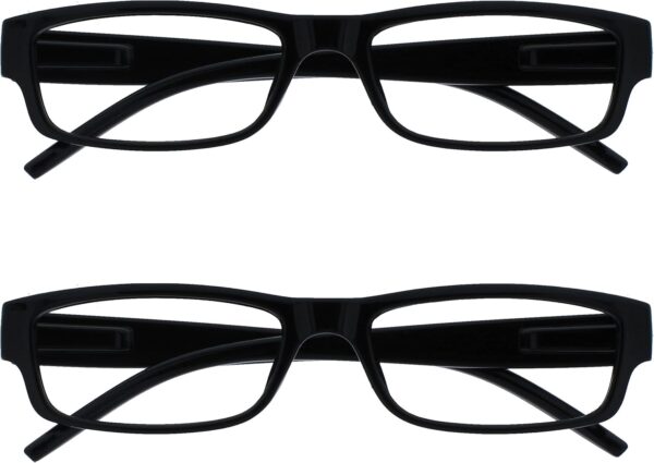 The Reading Glasses Company La Compañía Gafas De Lectura Negro Ligero Cómodo Lectores Valor Pack 2 Estilo Diseñador Hombres Mujeres UVR2PK032 +2,00