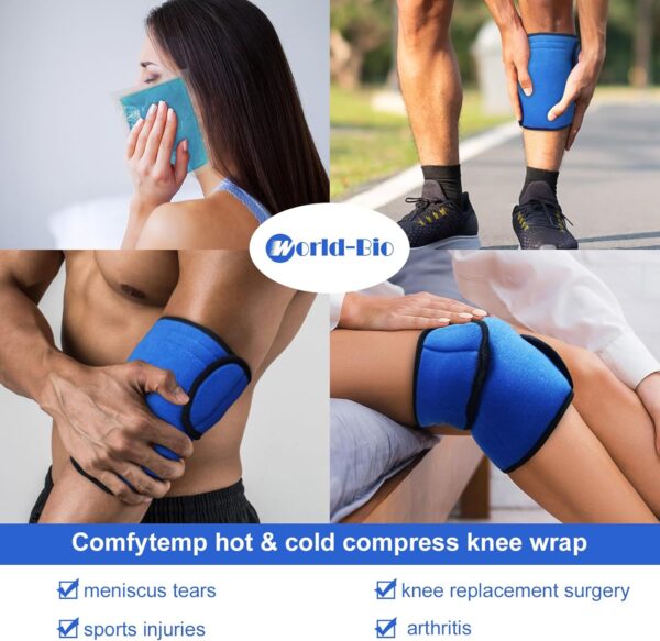 Paquete de Frío de Gel de Hielo para Rodilla Reutilizable con Cintas – Bolsa Gel Hielo Frío y Calor para Cirugía de Reemplazo, Hinchazón, Alivio del Dolor Articular, Artritis y Más - 8"x 5,5" - Image 6