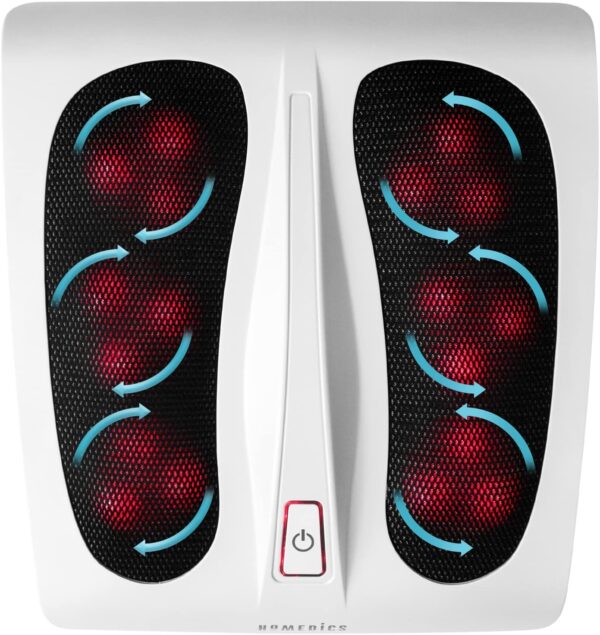 HoMedics Deluxe Shiatsu Masajeador Eléctrico para Pies con Calor – 6 Nodos Giratorios, 18 Cabezales de Masaje Plantar, Suaviza los Músculos