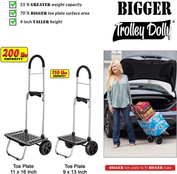 dbest products Bigger Carrito Dolly, Negro de Compras Plegable Carro de comestibles - Image 2