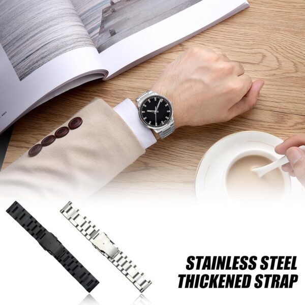 HIOPOIUYT Pulsera con cierre plegable para reloj inteligente de tres cuentas, correa de acero ajustable a prueba de sudor - Image 2