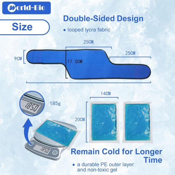 Paquete de Frío de Gel de Hielo para Rodilla Reutilizable con Cintas – Bolsa Gel Hielo Frío y Calor para Cirugía de Reemplazo, Hinchazón, Alivio del Dolor Articular, Artritis y Más - 8"x 5,5" - Image 5