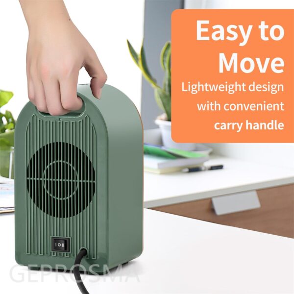 Calefactor electrico de aire caliente Bajo Consumo Portatil,Mini Calefactor Ceramico,Pequeño Calefactor Enchufe Silencioso 1200W/800W 2 Ajustes de Calor,Protección contra Sobrecalentamiento/Dumping - Image 7