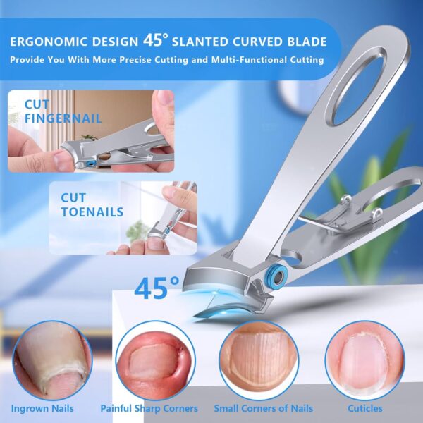 Cortauñas Profesional de Hoja inclinada a 45° para uñas encarnadas gruesas, Ergonomía Cortauñas Set Afiladas para personas mayores Hombre Adult, Cortauñas Manicura para las uñas y las uñas de los pies - Image 3