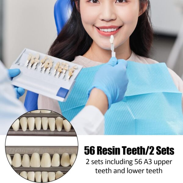 56 Piezas Dientes Falsos, Diente de Resina Sintética, Material Dental Dientes Dentadura, Kit de Dientes Falsos de Halloween, Dentadura Dental Completa de Resina Acrílica - Image 7