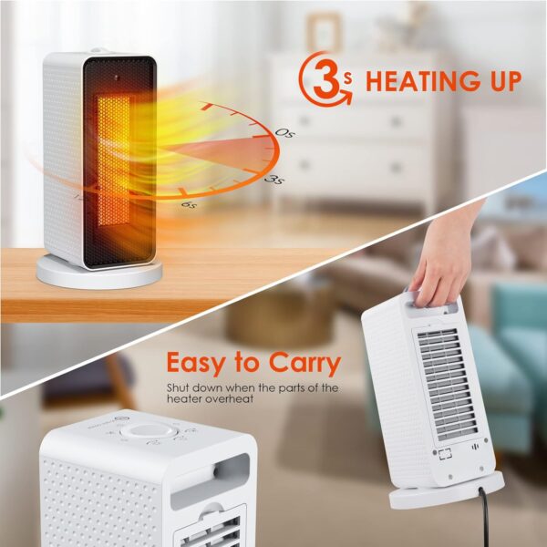 Calentador portátil Calefactor Bajo Consumo Baño Ninonly 11200W Calefactor Bajo Consumo con 90° Oscilación Automática, Protección Contra Sobrecalentamiento y Volcado 6 Modos para Casa, Habitaciones - Image 4