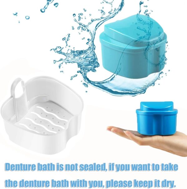 Caja de baño de dentadura dental, caja de retención dental de plástico, caja de baño de dientes falsos, juego de limpieza de dentaduras postizas, contenedor para remojar dentaduras dentales para - Image 4