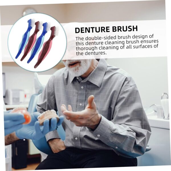 Healeved 4 Uds Cepillo De Para Dentaduras Postizas De Ancianos Cabezal Doble Cepillo Para Dentaduras Postizas Cepillo De Pequeño Cepillo De Para Dentaduras - Image 4