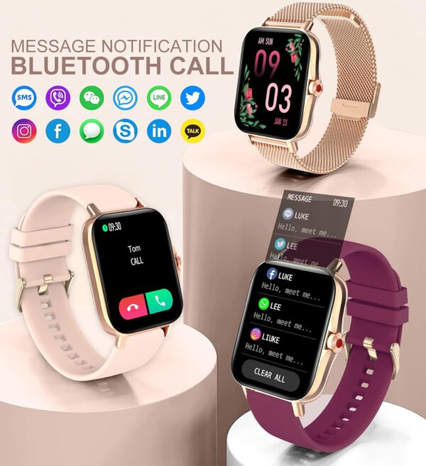 Iaret Reloj Inteligente Mujer con Llamadas,1,69" Smartwatch Mujer para Android iPhone 3 Correas, Pulsera Actividad Presión Arterial Ritmo Cardíaco Oxígeno Sanguíneo Seguimiento Menstrual Monitor Sueño - Image 2