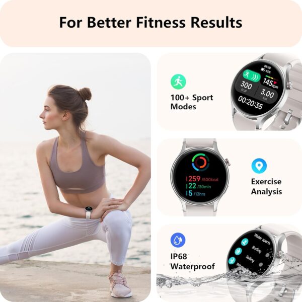 Reloj inteligente para hombre y mujer, con llamada, 1,32 pulgadas, AMOLED Smartwatch para mujer, función de visualización, 120 modos deportivos, frecuencia cardíaca, sueño, SpO2, reloj de fitness, - Image 5