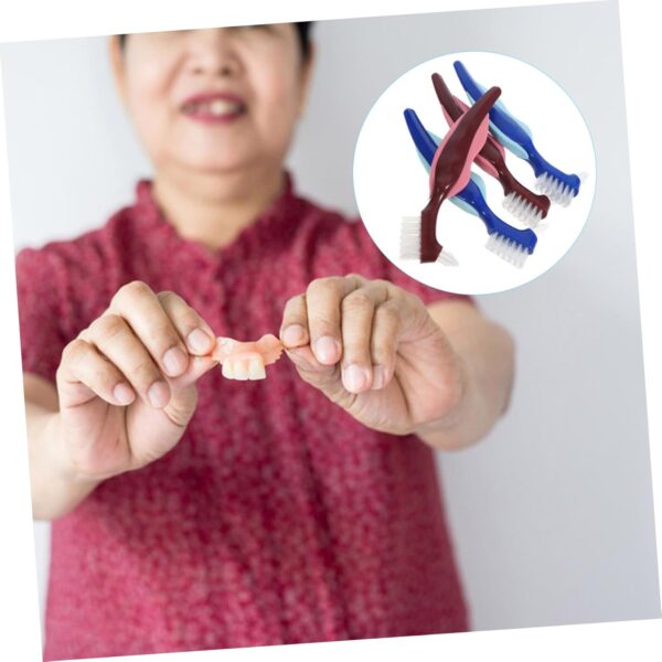 Healeved 4 Uds Cepillo De Para Dentaduras Postizas De Ancianos Cabezal Doble Cepillo Para Dentaduras Postizas Cepillo De Pequeño Cepillo De Para Dentaduras - Image 7